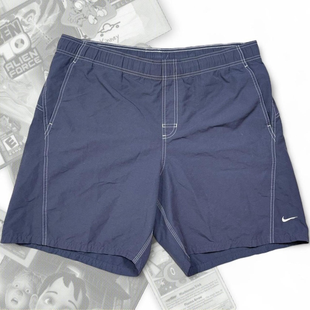 Vintage Y2K Gray Tag Nike Swoosh Logo Swim Trunks / Board Shorts Mesh Lining